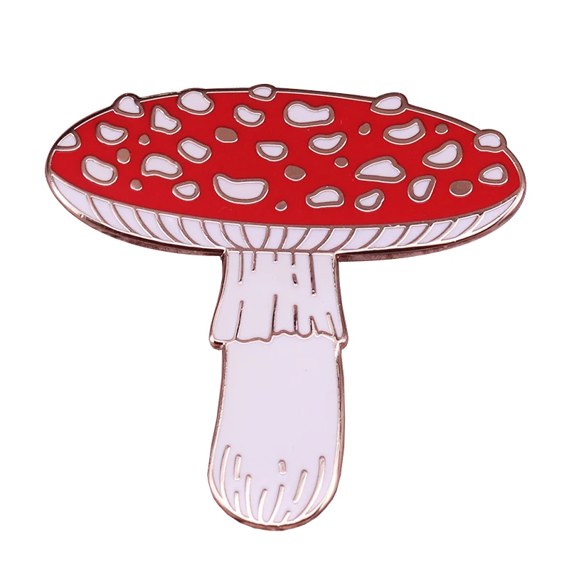 Red mushroom pin Amanita muscaria brooch toadstool nurture badge mycology jewelry woodland forest natural values gift