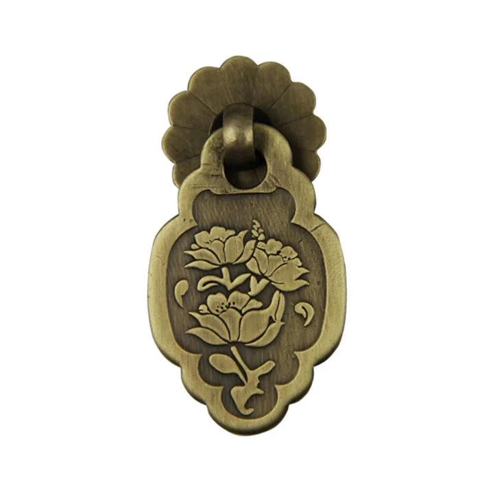 

[Haotian vegetarian] Chinese antique bronze door handle Ming copper drawer HTE-212 flower handle