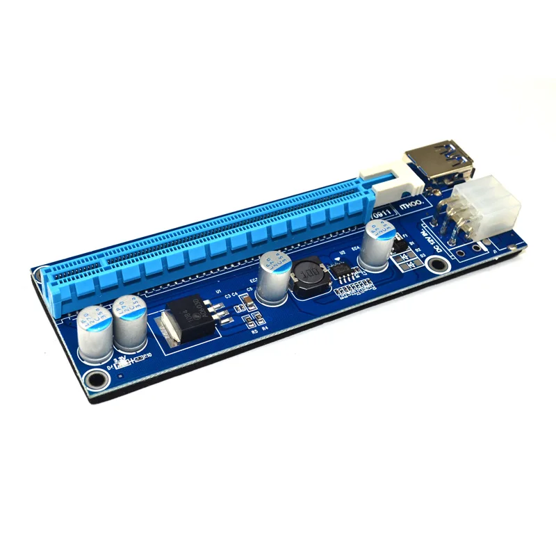 

Расширитель Riser 008C PCI-E с светодиодный, Райзер PCI-E с 1X на 16X кабелем, питание USB 3,0 SATA на 6 контактов для майнинга Antminer