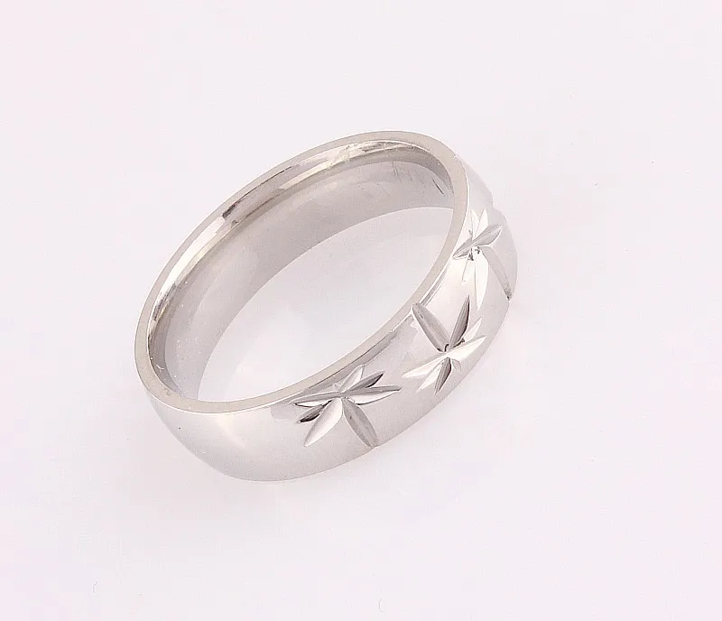 Wholesale Bulk Lots 5Pcs 6MM Snowflake Stainless Steel Ring Band Wedding Engagement Xmas Gift Fashion Jewelry