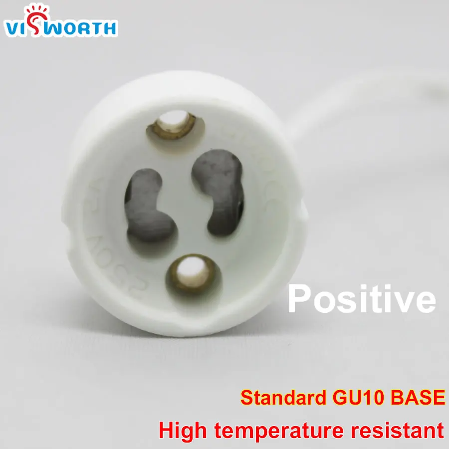 GU10 LED Lamp Base GU10 Lamp Holder White Ceramic Body 250V 2A CE Logo Porcelain Bulb Socket With Wire Connector