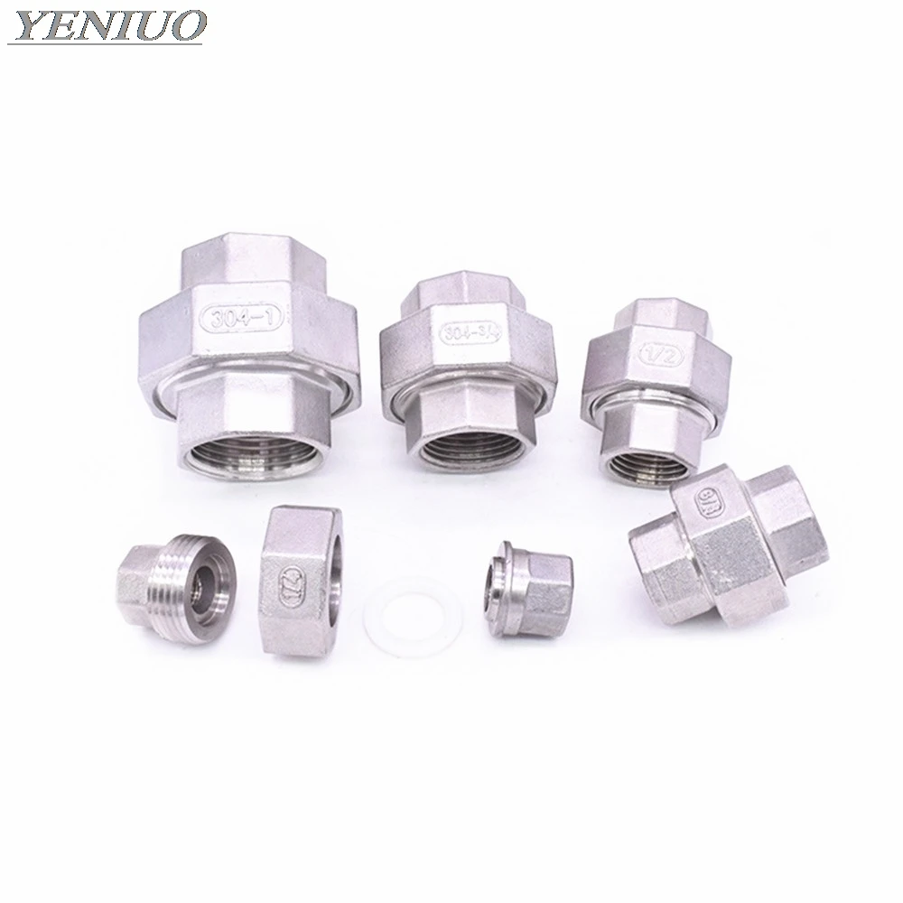 

1/8" 1/4" 3/8" 1/2" 3/4" 1" 1-1/4" 1-1/2" Female Thread SS 304 Stainless Steel Live Joint Coupling Union Connector Pipe Fitting