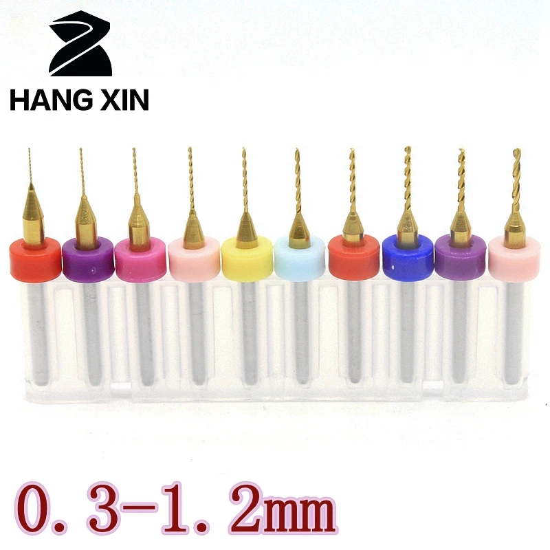 

HANGXIN 0.3-1.2mm Carbide PCB Bit Set 10PCS Metal Drill Milling Cutter Countersink CNC Drilling Woodworking Tools