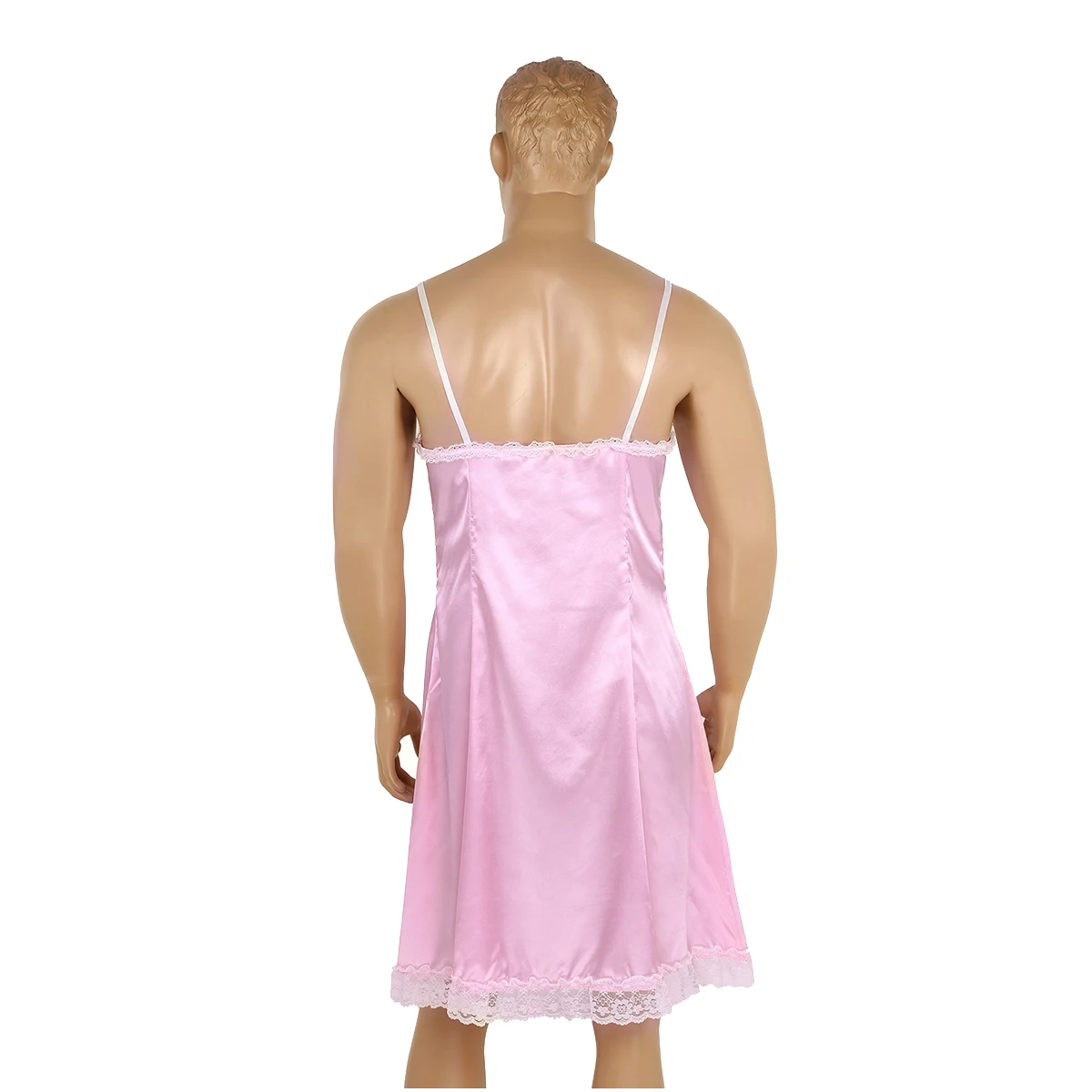 Men Adults Novelty Exotic Dresses Sexy Male Nightwear Satin Straps Low Back Sissy Baby Fancy Costume Clubwear Vintage Slip Dress