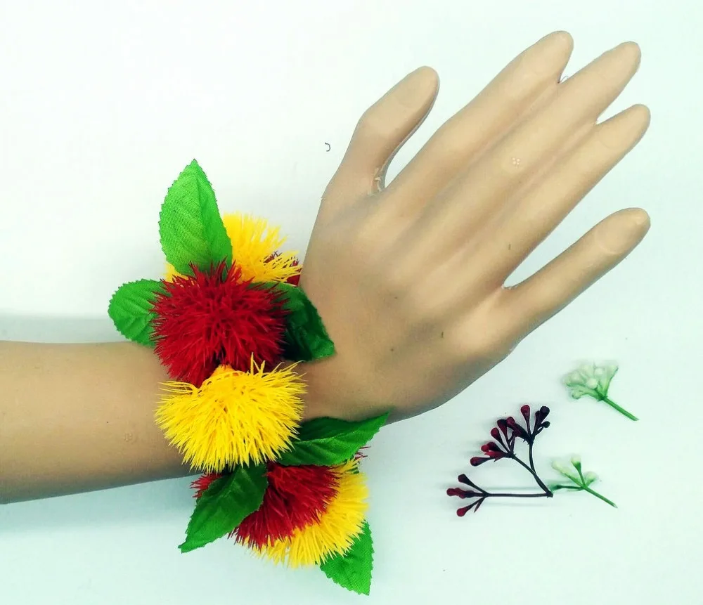 Free Shipping CH0341C 50PCS /lot 25CM Lehua Wristband Bracelet Women Wear Accessories Hawaii Dancer Flower Wristlet Wholesales