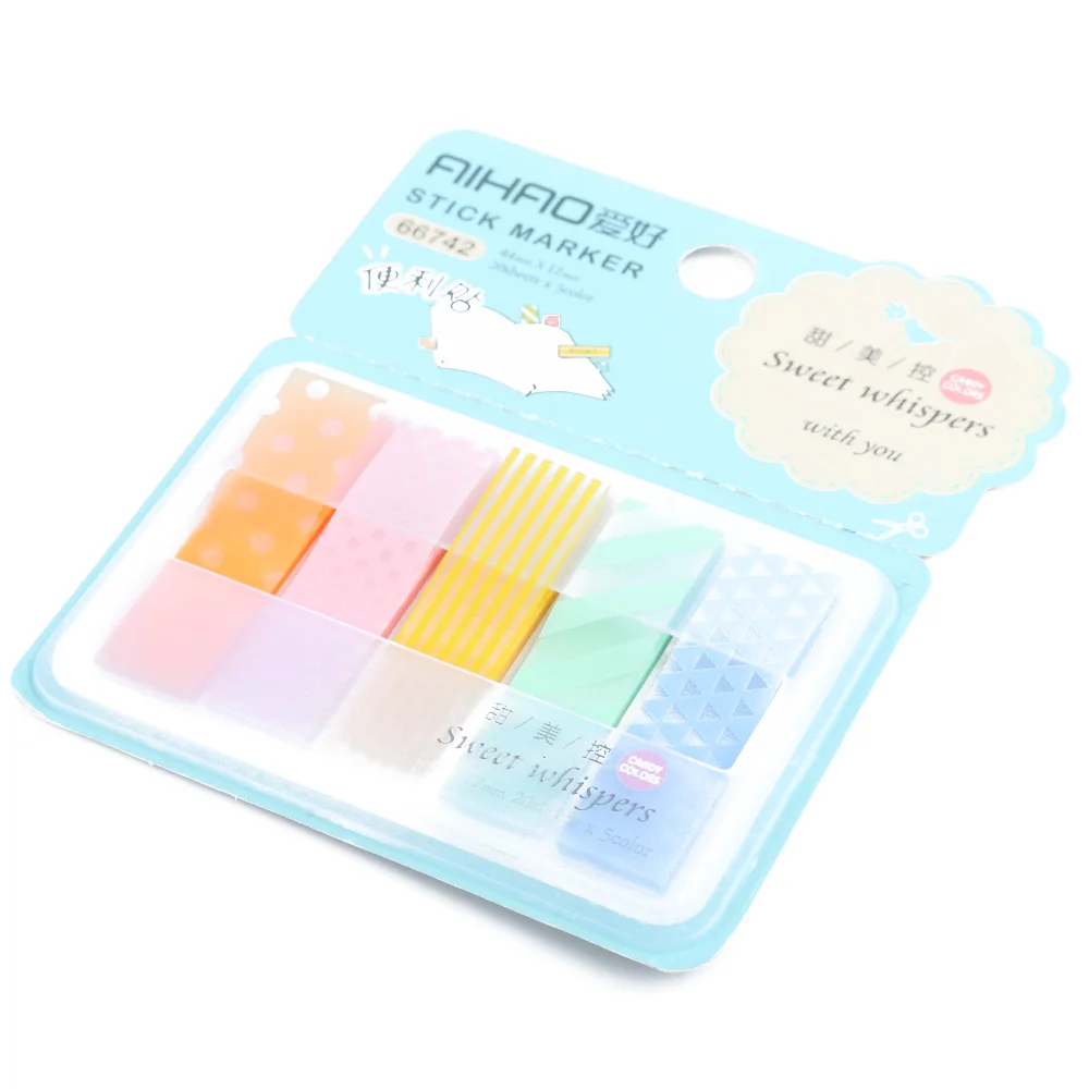 Doces Coloridos Sticky Notes, Memo Pad, Paster Stickers, Kawaii, Stick Markers, Página de NoteBook, Index Flag, Atacado, Material Escolar