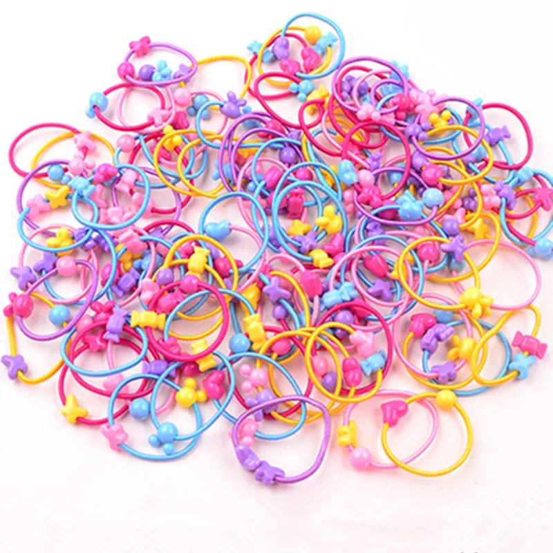 50PCS/Lot Cartoon Lovely Stars Children Elastic Hair Band Rubber Bands Ponytail Holder Elastic Headwear Girls Hair Accessories