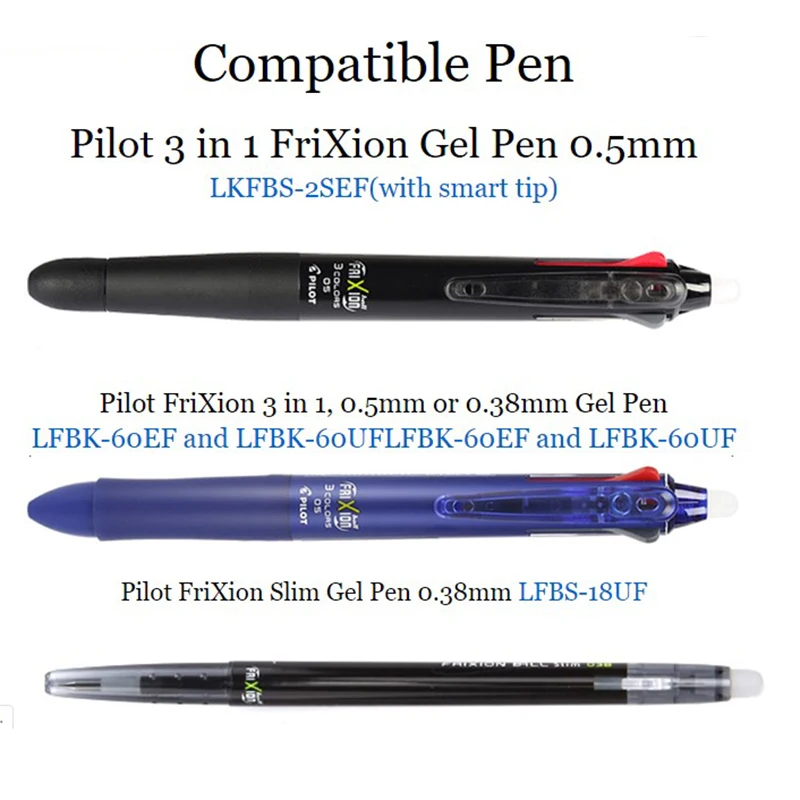 LifeMaster Pilot FriXion Ball Gel Multi Pen Refill 0.5 mm 0.38 mm 6 refills/lot (2 Packs) Black/Red/Blue/Green FBTRF30EF