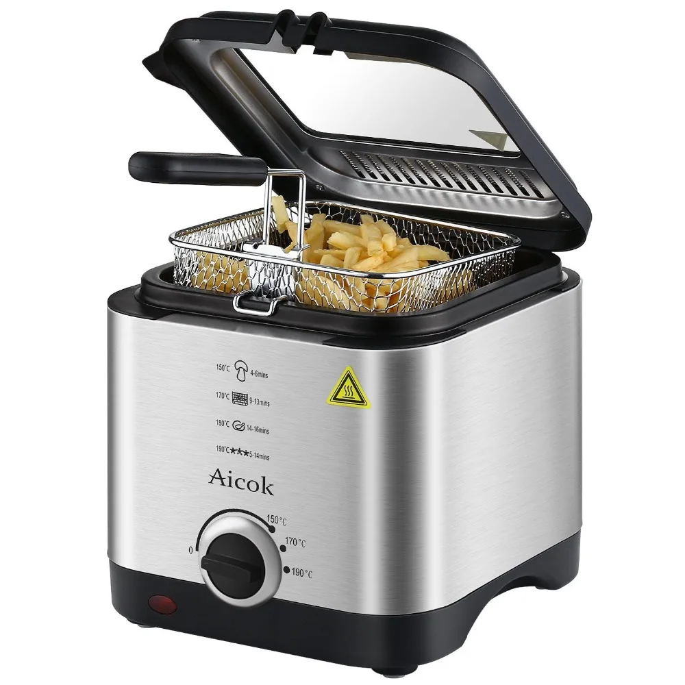 Household 1.5L Electric Deep Fryer Mini Deep Fat Fryer Smart Home Fryer Large Capacity Oil-free French Fries Machine