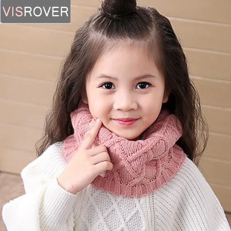 VISROVER Girls Boys Knitted Lic Scarf Baby Kids Snood Ring Infinity Cashmere Scarfs Loop Neck Circle Warm Scarves Neckerchief