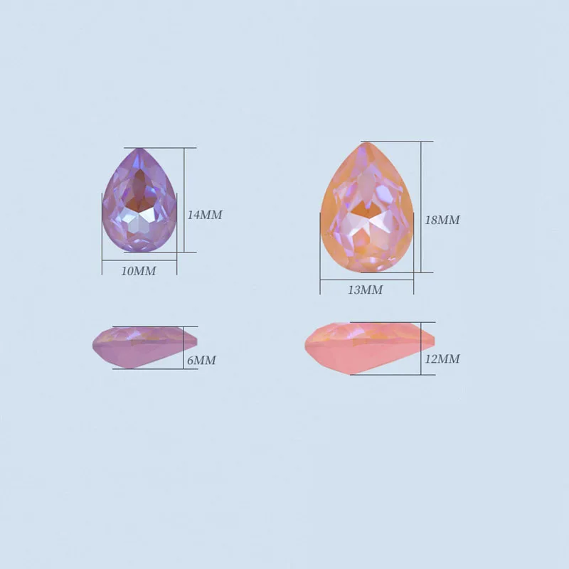 Jewelry Making Teardrop Shape Mocha Fluorescence Pointback Crystal Strass Glass Rhinestones For Earrings/Nail Decorations