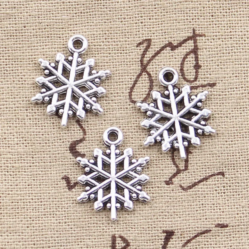 

20pcs Charms Snowflake Snow 19x15mm Antique Silver Color Plated Pendants Making DIY Handmade Tibetan Silver Color Jewelry