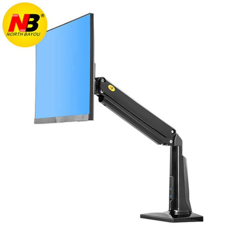 

New NB F37 Aluminum Full Motion 24-37 inch Monitor Holder Gas Spring Long Arm Desktop Monitor Mount Support with USB3.0