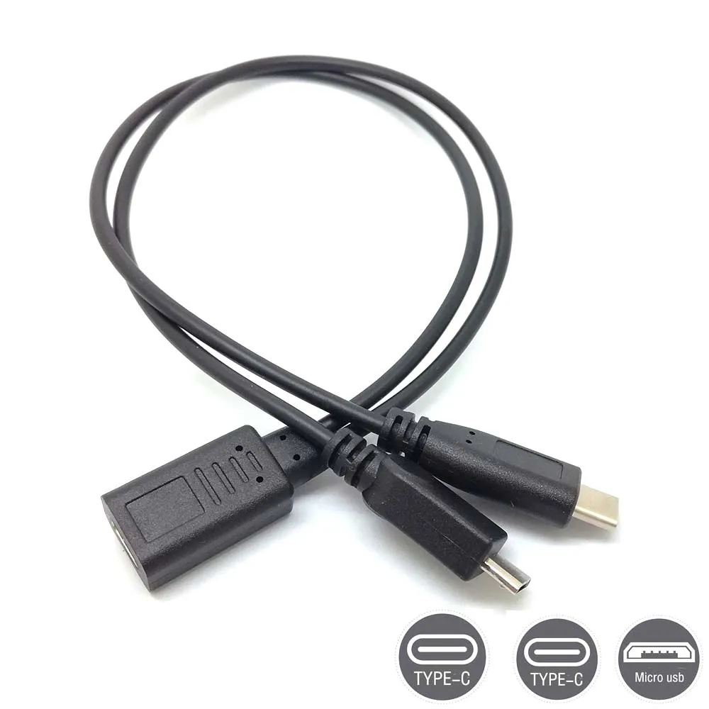 usb 3.1 Type C Female to Micro + type c Male Y Splitter extension Cable charger for phone  camera hard disk