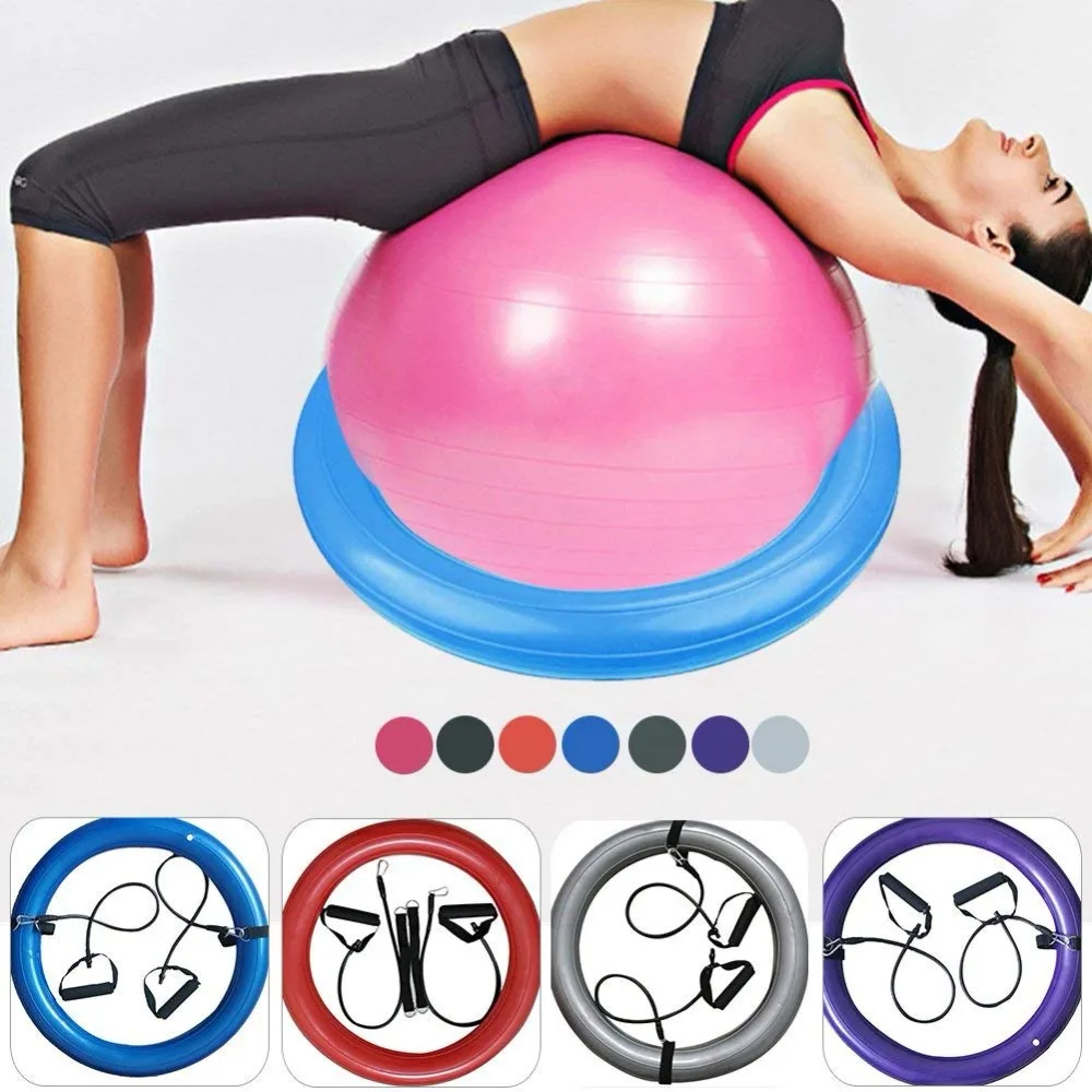 New Large Yoga Balls with Resistance Bands Bands 85CM Sports Pilates Fitness Ball Balance Fitball Exercise Workout Massage Ball