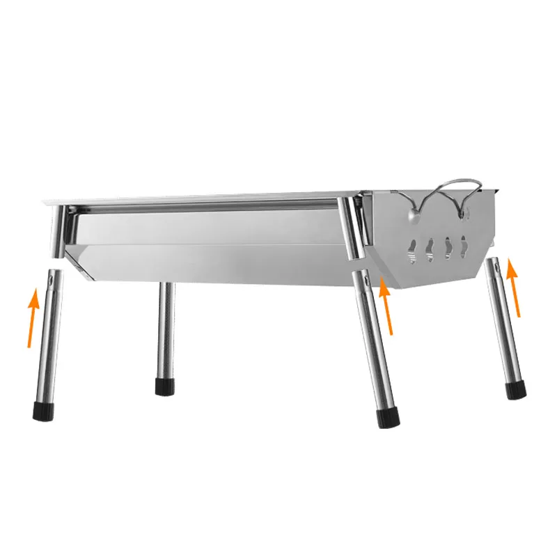 40x28x21cm BBQ Barbecue Grill Stainless Steel Folding Portable Charcoal Stove Camp Outdoor Foldable Safe Healthy Solid Support