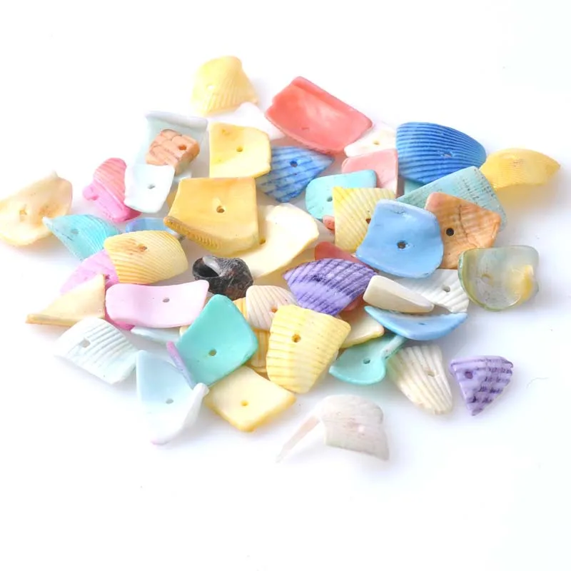 Mixed Natural Chippy Shell Loose Beads DIY Tropical Decorations for Home 30g about 100pcs 15-20mm TRS0071