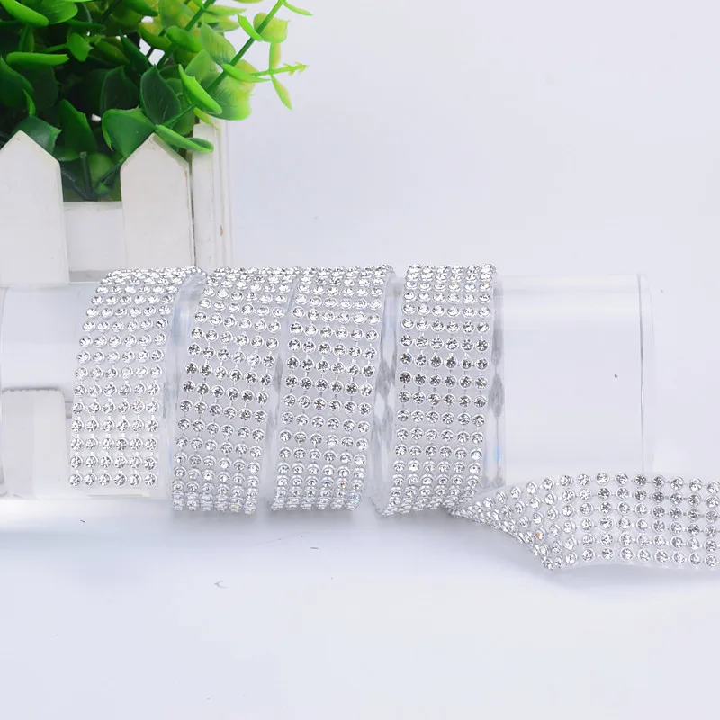 1.2 Meter Hot Fix 5/6/10 Rijen Crystal Rhinestone Versieringen AB Kleur Bruids Applicaties Ijzer op Tape banding Kleding Accessoires