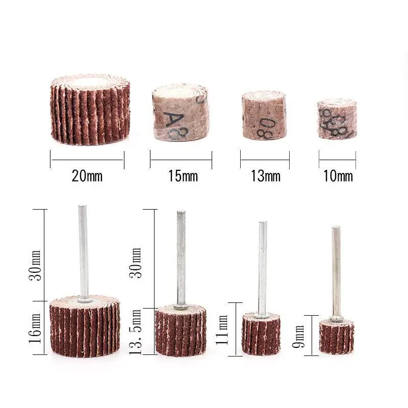 10pcs Dremel Accessories80-600 Grit Sanding Flap Disc Grinding Wheels Brush Sand Rotary Tool With 3mm Connecting Rod