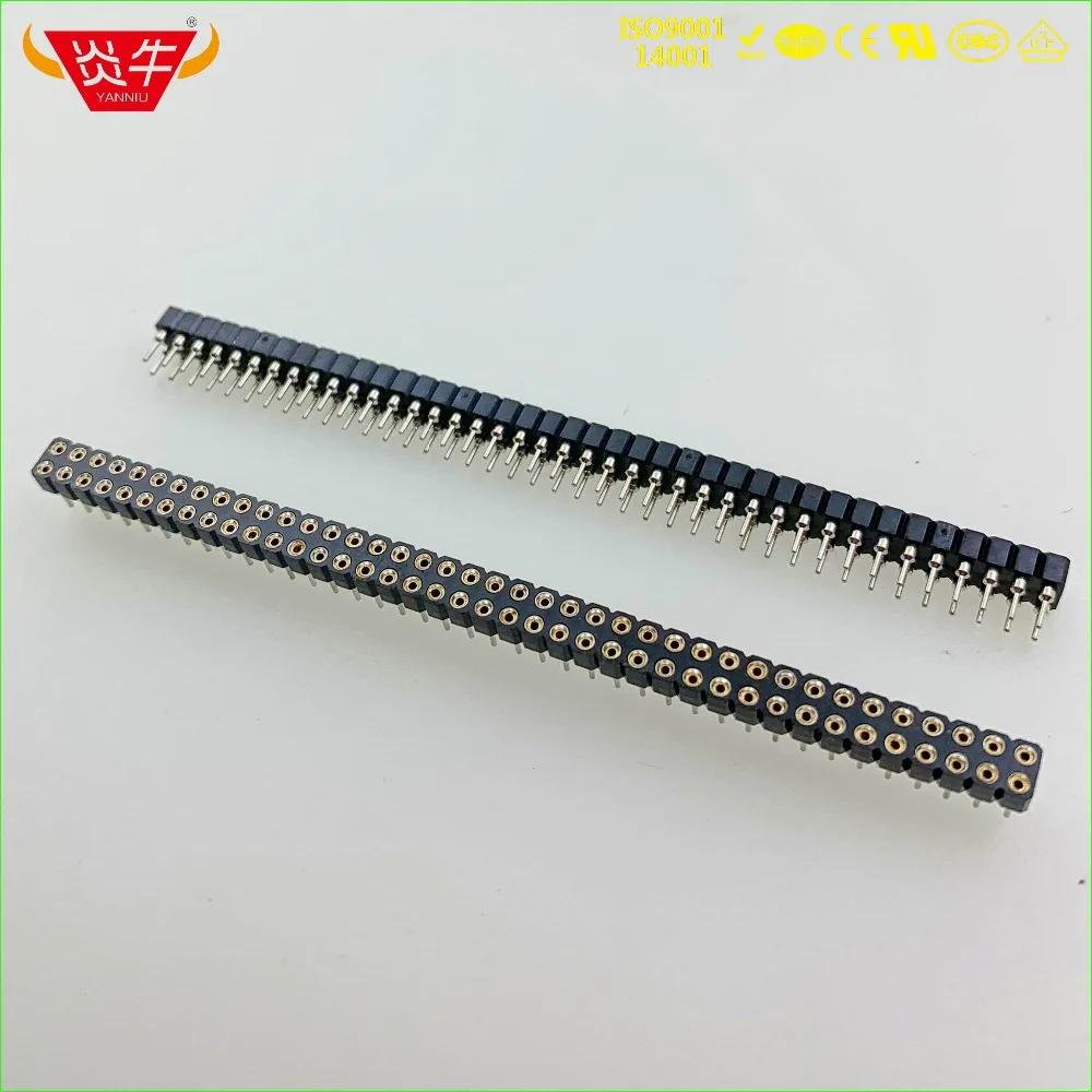 Imagem -06 - Conector de Tira Fêmea 2x40p Passo de 2.54 mm 80 Pinos Fileira Dupla Orifício Redondo Suporta Altas Temperaturas Banhado a Ouro 3au Yanyu