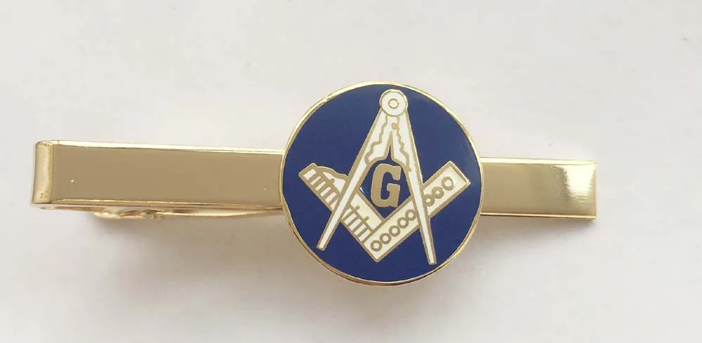 Wholesale Price New Brass & Blue Masonic Freemason Mason Tie Bar Clip Pin