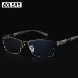 BCLEAR 2024 New Arrival Half Rim Spectacle Frames Alloy Flexible Plastic TR90 Temple Legs Optical Eyeglasses Frame Men Eyewear