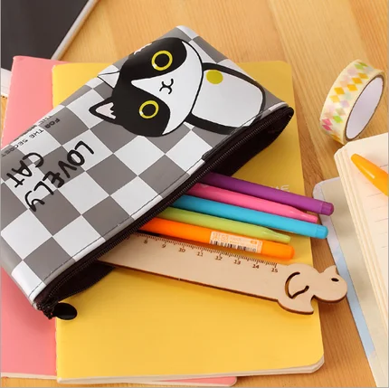 1 pcs Pencil Case Cats PVC for stationery estuche lapices pencil bag Material escolar Stationery Office school supplies