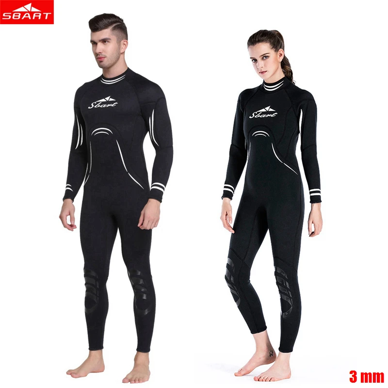 Sbart 3MM Men Women Neoprene Wetsuit Color Stitching Surf Black Diving Equipment Jellyfish Clothing Long-Sleeved Piece Fitted