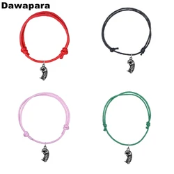 Dawapara  Cute Sea Otter Alloy Pendant Fashion Bracelet Handmade Korean Wax Cord Adjustable Trendy Chain Charm Jewelry For Gift