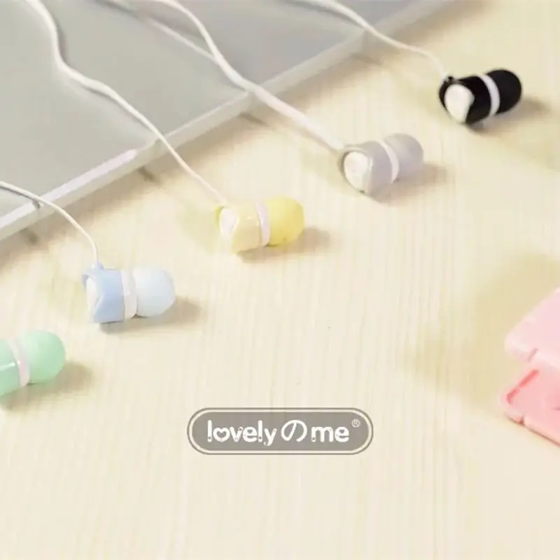 CHICLITS Cute Candy Color Earphones Lovely Me Crispy Cookie Music Earbud Built-in Mic With Storage Utensil For Kids Girl Gift