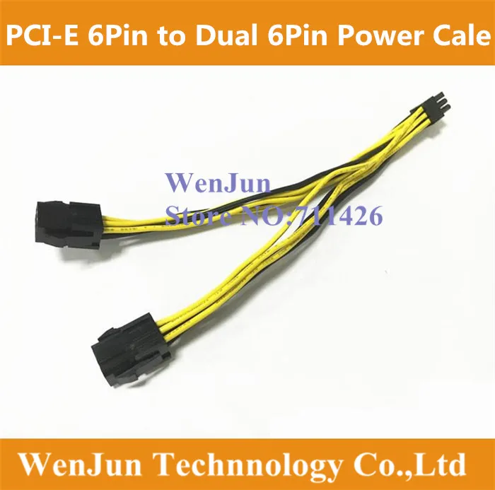 

16AWG/18AWG PCI-E 6Pin к двойному 6Pin штекер-гнездо фотографический процессор с проводом 20 см для графической видеокарты-10 шт.