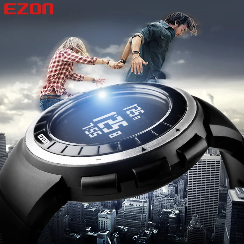 EZON T029 Men Sports Watch Pedometer Calories Chronograph Fashion Outdoor Fitness Watches 50M Waterproof Digital Wristwatches