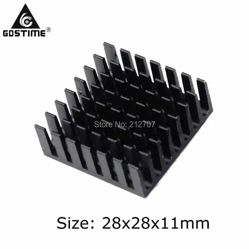 500PCS Gdstime Black Aluminum 28X28X11MM IC LED Cooling Cooler Heatsink Heat sink GD032