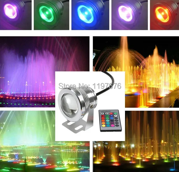 Lowest price! 10W 12V LED Underwater Light Waterproof IP68 RGB Landscape Pool Lamp 16 Colors Change With IR Remote Free Shipping