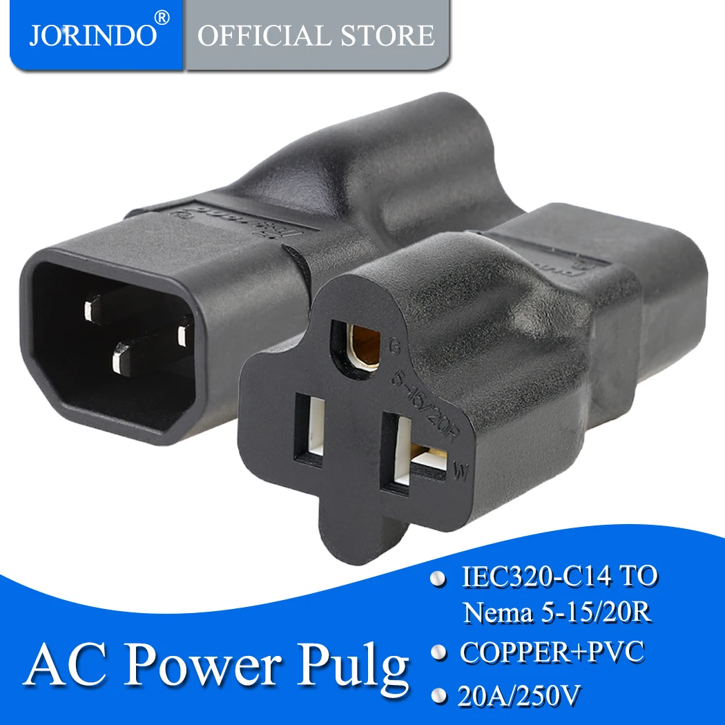 JORINDO IEC 320 C14 pria ke Nema 5-15R/20R Comb AC Power Adapter,C14 10Amp ke US T Blade 20Amp AC konektor konverter