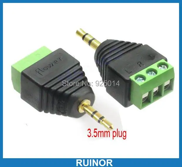 

50pcs x 3pin 3.5mm 1/8' Stereo Plug To Screw Audio Video Balun Terminal Binding Post