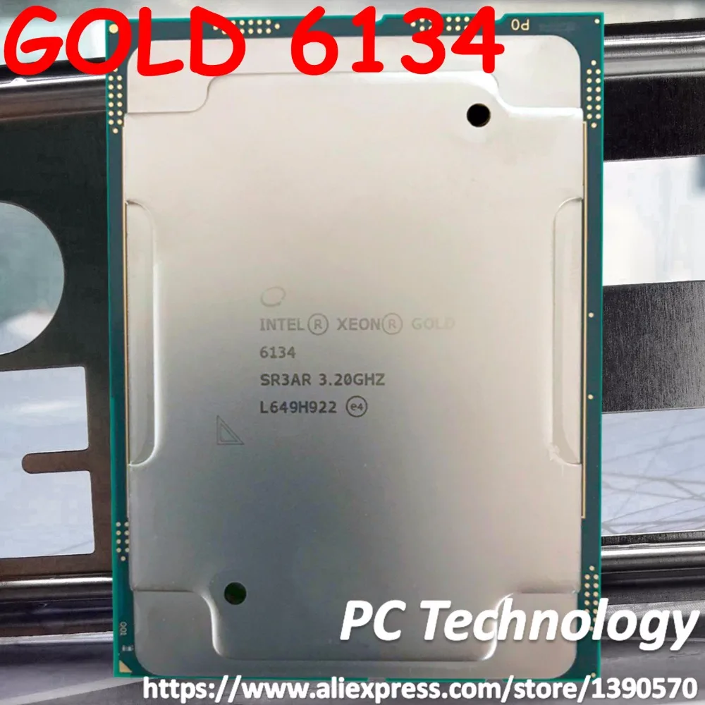 Original Intel Xeon GOLD 6134 SR3AR GOLD6134 Processor 24.75M Cache 3.20GHz 8-cores 130W LGA3647 CPU free shipping