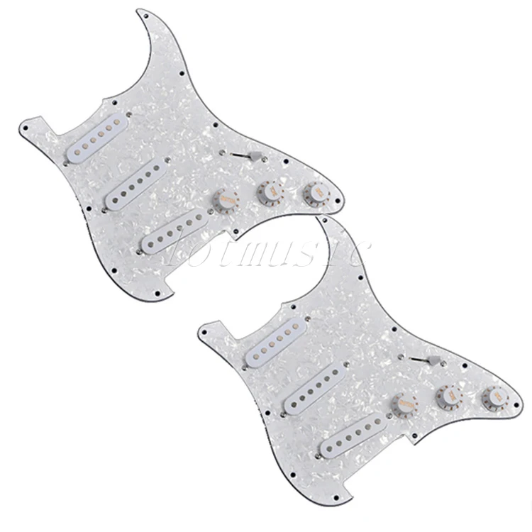 

2 Pcs White Pearl Guitar Pickguard with Pickup Assembly SSS for Electric Guitar Replacement Parts