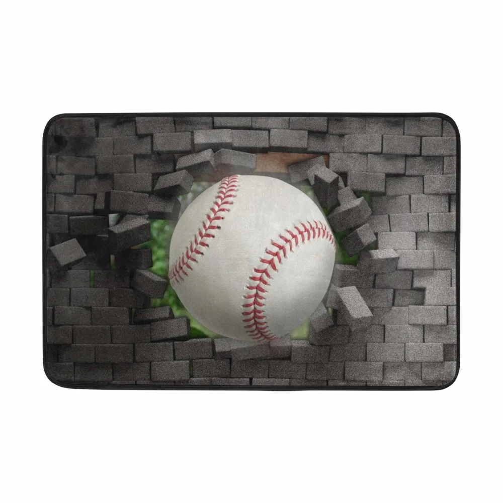 3D Baseball Printed Bath Mat Bathroom Non-Slip Pedestal Rug+Lid Toilet Cover+Bath Mat Bathroom Carpet Toilet Rug Home Decor