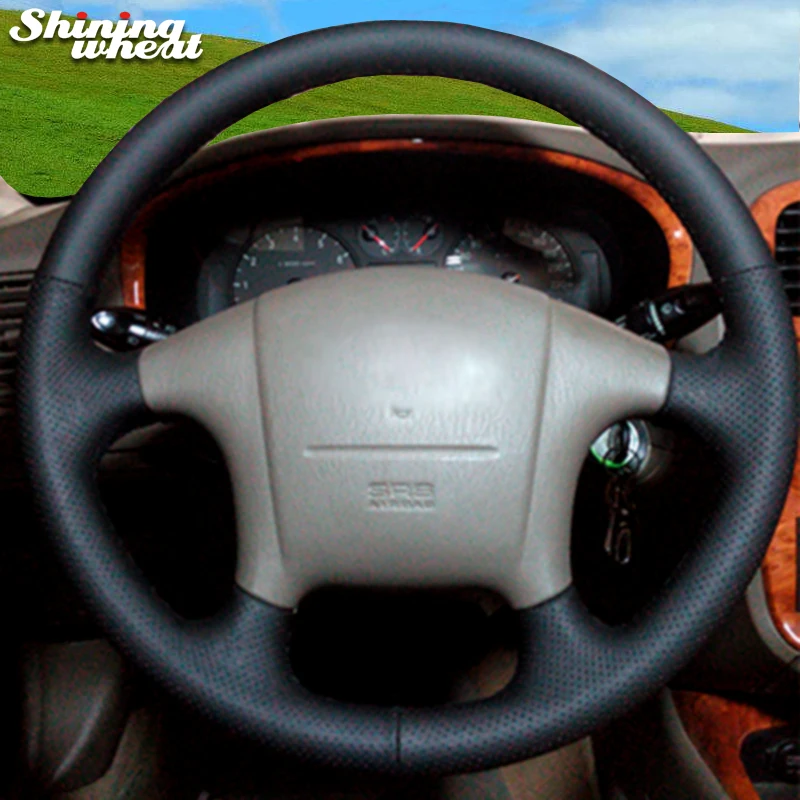 Shining wheat Hand-stitched Black Leather Steering Wheel Cover for Hyundai Sonata Old Sonata 2005