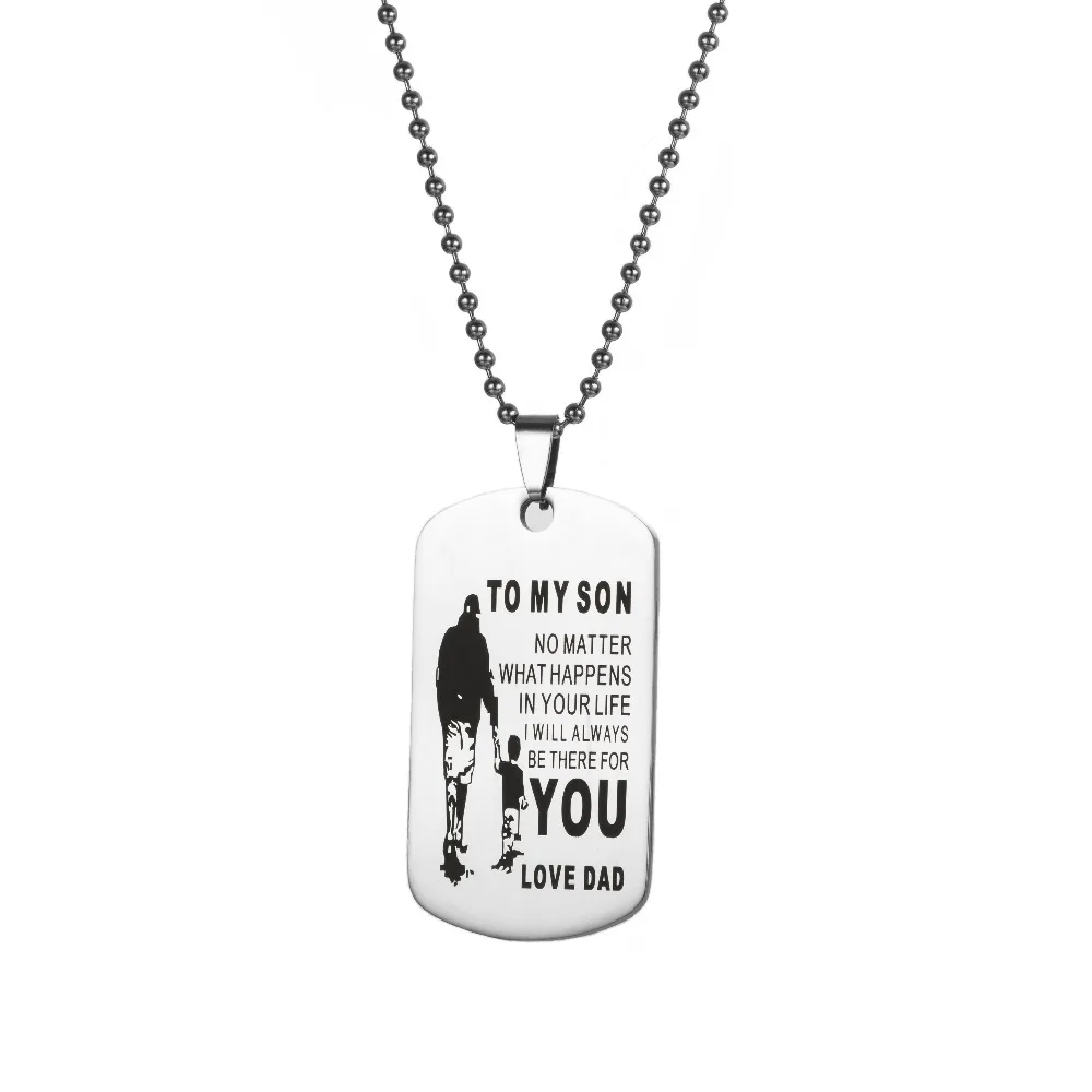 Caxybb Brand a My Son Dog Tag Stainless Steel Father-Son Pendant Necklace Nameplated Necklace Love Gift To my son image 3