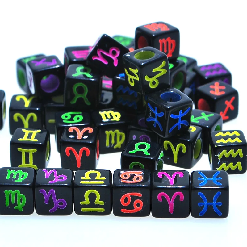 Newest 1900pcs/Lot 7*7MM Cube Letter Beads Mixed Neon Colors Printing Black Acrylic Jewelry Alphabet Beads Hole size 3.5mm