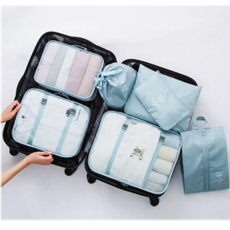 

New High quality 7PCS/set Travel Bag Set Women Men Luggage Organizer for Clothes Shoe Waterproof Packing Cube Portable Clothing