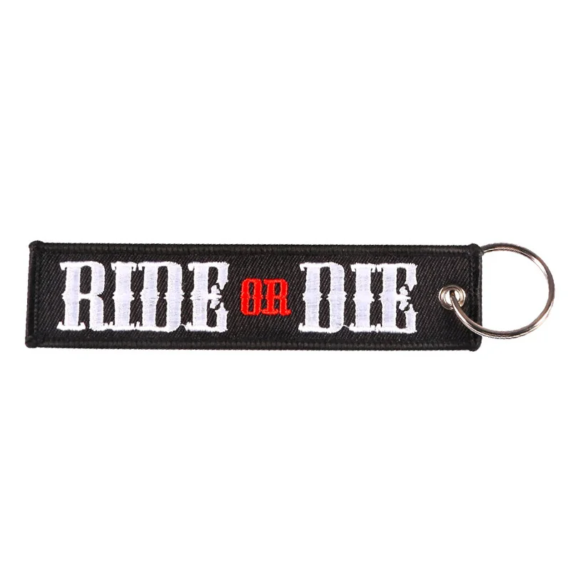 New Car Keychains for Motors RIDE OR DIE Embroidery Letter Key Chain Bijoux Gifts Tag Porte Clef OEM Key Ring Key Chains Men