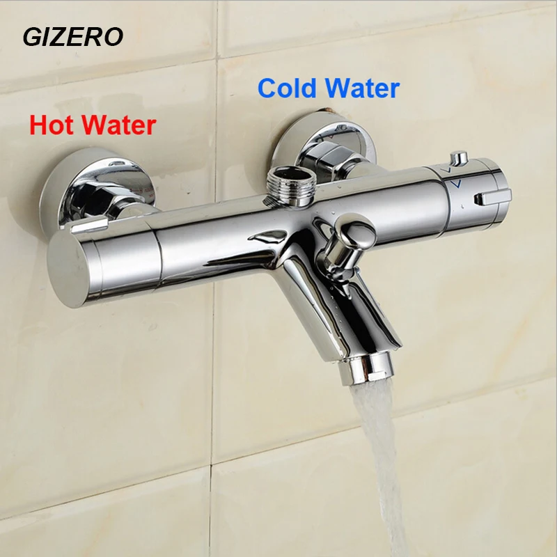 

GIZERO chrome finish bathroom thermostat faucet shower faucet wall mounted bathtub faucet shower torneira banheiro ZR956