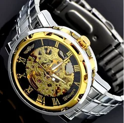 2018 Hot Winner Luxury Brand Sport Men Automatic Skeleton Mechanical Military Hollow  Business Watch full Steel Stainless Band