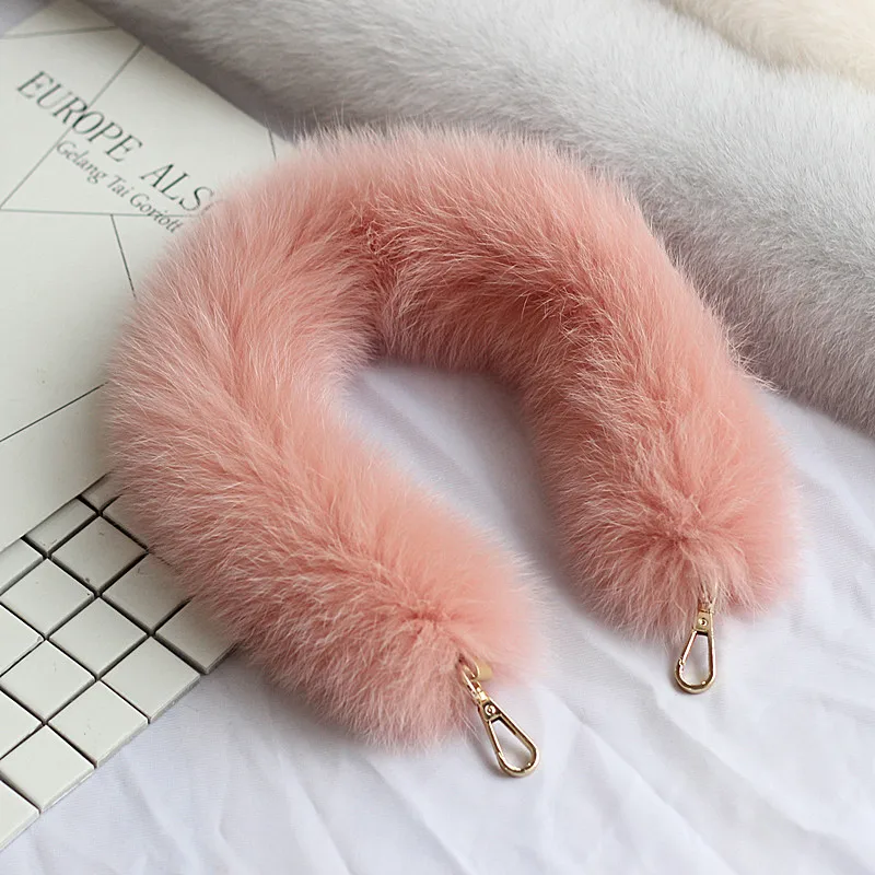 Fashionable fur strap fittings real fox fur handbag bag  fur shoulder strap Women Bag Belts Shoulder Belt Bag Accessories Parts