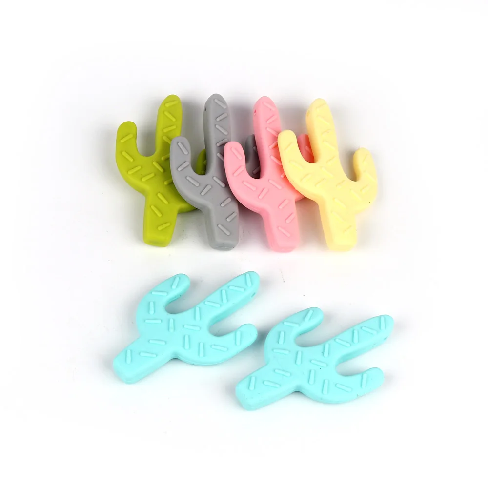 TYRY.HU 1 PC Cactus Silicone Teether Baby Teething Pendant Nursing Soft Silicone Beads Safe Toys For DIY Teething Necklace