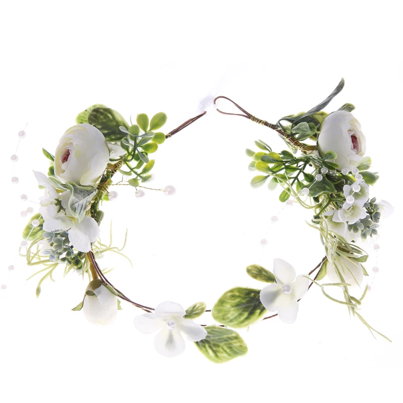 Women Wedding Party Headwear Hair Accessories Girl Flower Wreath Crown Festival Headband Headdress Adjustable Floral Garland