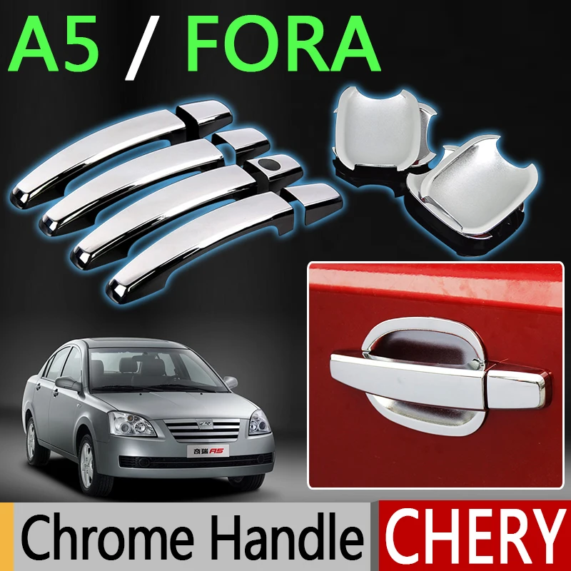 

For Chery A5 Fora Accessories Chrome Door Handle Alia Elara MVM 520 530 Vortex Estina 2007 2008 2009 2010 Stickers Car Styling